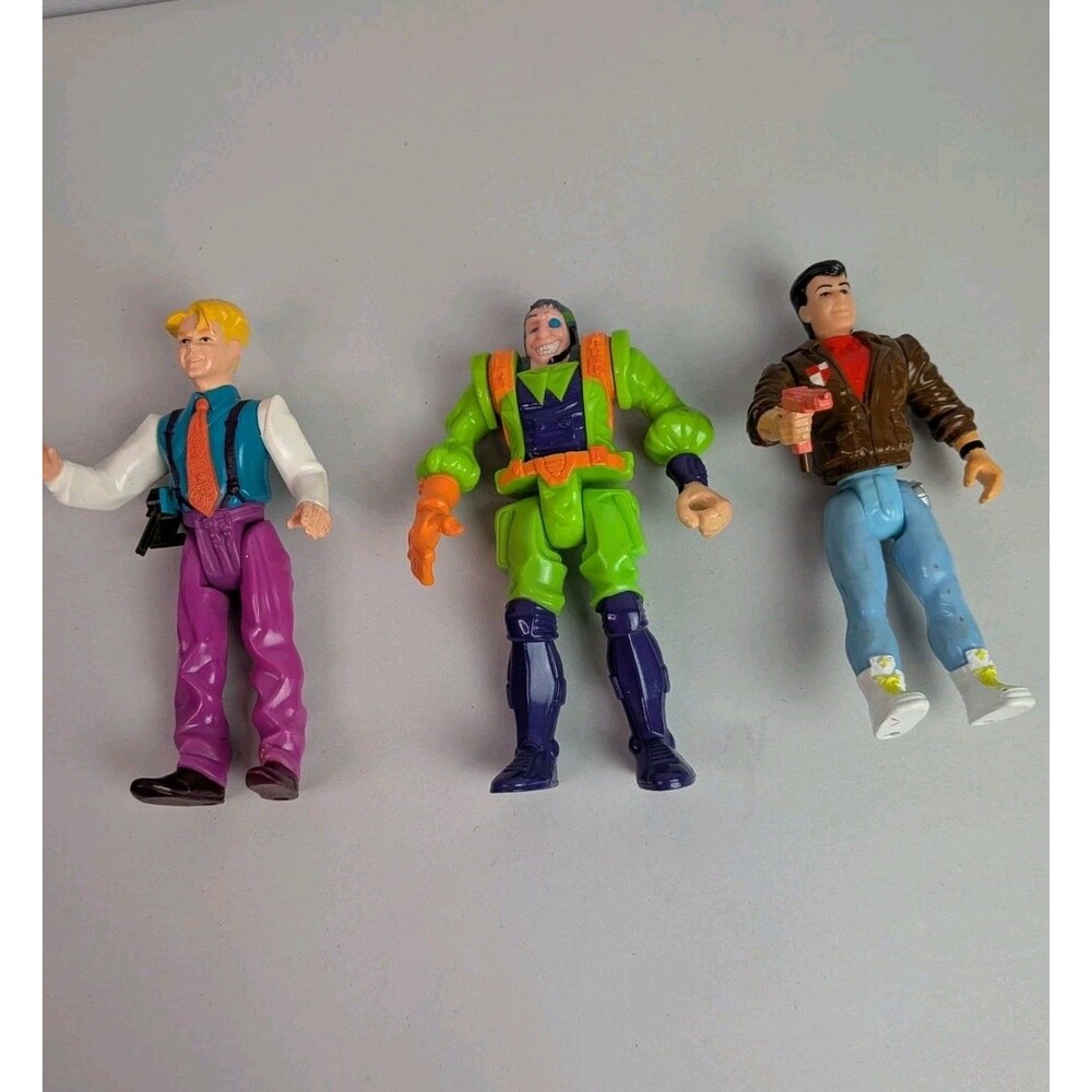 Lot Of 3 VTG Eon Hasbro Dr. Derange James Bond Jr. Action Figure Toys Green 90s